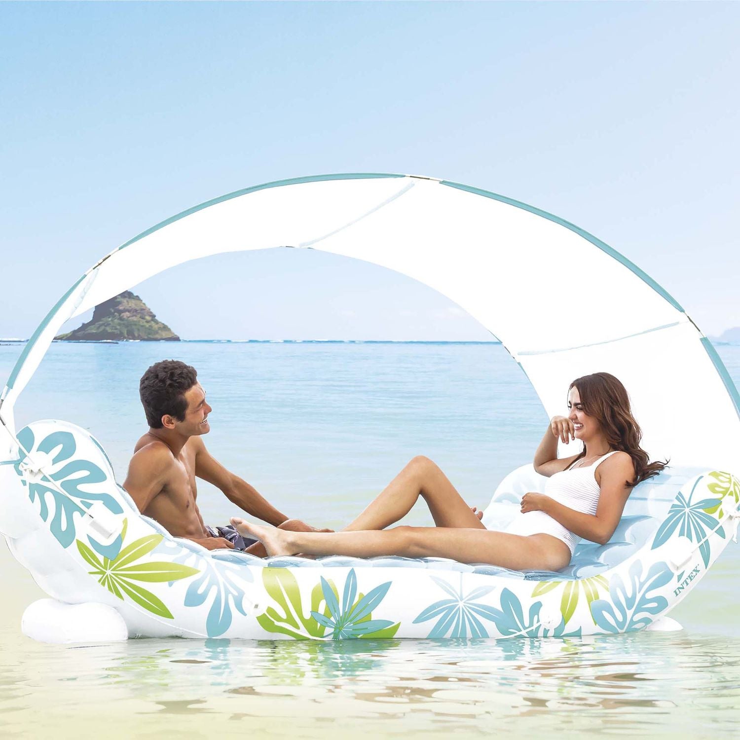 INTEX - Materassino Gonfiabile Lounge Mare Tropical Azzurro Wet Set Collection - h165x224x150 cm